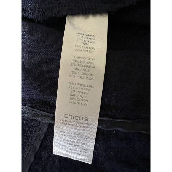 Chicos Size XS / 0 Open Front Blue Jacket Lace Lace Waterfall Roll Tab S… - Picture 7 of 8